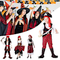 Pikkukuva 3 / 5: Halloween Lasten Pirattiasu Muodikkaat Pitkähihaiset Roolipeliasu Festivaaliasu (10-12-vuotiaille pojille)