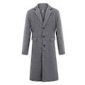 Miniatyrbilde 1 av 4: Fianao Vinterjakke for menn med lange ermer, knapper, kåpe, midtlengde, trenchcoat (3XL Grå)