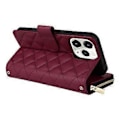 Miniatyrbillede 5 af 5: Til iPhone 11 Pro Etui Rhombus PU Læder Flip Telefon Cover Lynlås Pung (Style D)