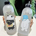 Pikkukuva 1 / 3: 1000ml Söpö Panda-Karhu Muovikuppi Läpinäkyvä Pakkasenpehmeä Piirretty Vesipullo (A5(1000ml))
