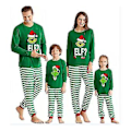 Miniatyrbild 2 av 3: Julgrinch Familjematchande Pyjamas Pyjamas Set Topp Randig Byxor Outfit Sovkläder Jul Nattunderkläder För Män Kvinnor Unisex Barn Barn Baby (L Pappa)