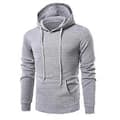 Herr Enfärgad Slim Fit Långärmad Tröja med Huva Casual Pullover Toppar Bästa Presenten (3XL Ljusgrå)