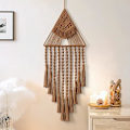 Miniatyrbillede 1 af 5: (Brun) Macrame Vævning Vægophæng Drømmefanger Trekant Kvast