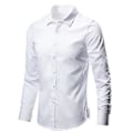 Miniatyrbilde 1 av 2: Hvit Skjorte for Menn med Krage, Løstsittende, Lang Erme, Enkle Knapper, Formell Business Skjorte Topp (2XL)