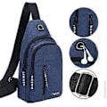 Miniatyrbillede 4 af 5: Dobbeltlags Brysttaske - Crossbody Rygsæk. Ingen USB-Hul. Stor Kapacitet. Vandafvisende Nylon. Til Vandreture & Multifunktionel