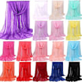 Miniatyrbild 1 av 2: Kvinnors Enfärgad Lång Mjuk Wrap Sjal Chiffon Silke Casual Halsduk Scarves Stoles (Ljusgrön)