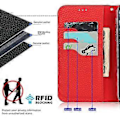 Miniatyrbild 4 av 5: iPhone 13 Skal med Snodd, Äkta Läder Flip Plånbok Läderfodral, [3 Korthållare][Magnetlås][RFID-Blocker], Skal för iPhone 13 - Bla