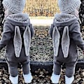 Miniatyrbilde 3 av 5: Småbarns Baby Kanin Øre Romper Glidelås Vinter Påske Jumpsuit Pyjamas Soveklær (0-3 Mnd)