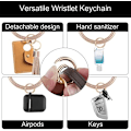 Miniatyrbillede 3 af 4: Stor cirkel nøglering læder kvast armbånd holder nøglering nøglering til kvinder pige
