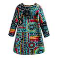 Miniatyrbilde 2 av 4: Kvinners vinter Plus Size Frakk Fluffy Faux Print Hette Hals Lang Ermet Bomull Yttertøy Frakk（XL blå）