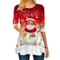 Pikkukuva 1 / 3: Naisten Joulu 3D Lumimies Pusero Joulu Pitkähihainen Lady Blouse T-paita Tunika Topit (XL Punainen)