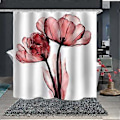Miniatyrbillede 1 af 5: 180x180cm Bruseforhæng Vandtæt 3D Badeværelsesforhæng med 12 Ringe Kroge 100% Polyester Lotusblomst Print