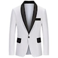 Miniatyrbillede 1 af 2: Herre Colorblock Shawl Collar Flap Pocket Slim Fit Business Suit Jakke (S Hvid)