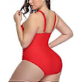 Miniatyrbilde 4 av 5: Dame Front Cross Plus Size Hel Badedrakt Magekontroll Keyhole Badedrakter Badetøy (style1342)
