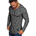 Pikkukuva 2 / 4: Miesten pitkähihainen T-paita Slim Fit V-kaula-aukkoinen lihaspaita (XL Musta)