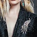 Miniatyrbillede 3 af 5: Krystal Papegøje Tassel Brosche til Kvinder Piger Mode Brosche Lapel Nål Tøj Hat Taske Tilbehør (Lyselilla)