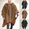 Miniatyrbillede 3 af 5: Fianao Herrefrakke Halloween Gotisk Kappefrakke Batwing Ærme Mænd Hættejakke til Fester (2XL Sort)