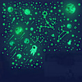 Miniatyrbild 3 av 5: Glow-in-the-Dark Astronaut Planet Star Väggdekal Vardagsrum D