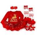 Miniatyrbild 1 av 2: Spädbarnsflickor Min Första Jul Tutu Klänning 4-delad Outfit Set Julgåvor (0-3 Månader E)