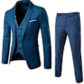 Pikkukuva 1 / 2: Miesten Puku Business Casual 3-osainen Puku Bleiseri Housut Liivi (4XL sininen A)