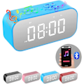 Miniatyrbild 1 av 6: Digital väckarklocka med Bluetooth-högtalare, skrivbords klocka för sovrum, liten bords klocka med dubbla larm, snooze, dimbar LED-display.