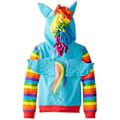 Miniatyrbillede 2 af 3: My Little Pony Piger Zip Up Hoodie Børnejakke Frakke Topper Rainbow Dash Twilight Sparkle Til 3-9 år (7-8 år Lyseblå)