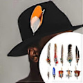 Pikkukuva 2 / 5: Hattuhöyhenet, lajitelma höyheniä, muoti cowboy-hattu höyhen, askarteluhöyhenet fedora-hatun koristeluun, DIY-keskipisteet, askartelutarvikkeet (tyyli A)