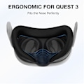 Pikkukuva 4 / 5: VR-silikoninen kasvopehmuste ja vuotosuojattu nenätyyny Meta Quest 3:lle