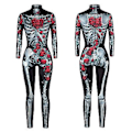 Miniatyrbillede 1 af 5: Dame Full Body Skull Skeleton Cosplay Kostume Jumpsuit Bodysuit Playsuit Fancy Dress Til Halloween Fest (L)