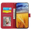 Miniatyrbillede 3 af 5: DIERFENG DF-03 til Xiaomi Redmi Note 13 4G Etui Wallet Læder Flip Telefon Cover - Rød(Rød)