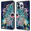 Miniatyrbild 1 av 5: Skal till iPhone 16 Pro Max Mönstertryckt Skyddande Fodral TPU+PU Läder Flip Telefonfodral (Stil K)