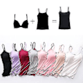 Miniatyrbild 2 av 3: Dam Vadderad Mjuk Casual BH Linne Topp Dam Spaghetti Cami Topp Väst Kvinnlig Camisole Med Inbyggd BH Bästa Gåvan (XL Grå)