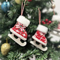 Miniatyrbilde 5 av 5: Juletrærheng Julepynt Julerulleskøyter Hengende Juletrærdekorasjoner (Blå og Hvit Ull A08)
