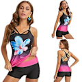 Miniatyrbillede 2 af 5: Piges badedragt gradient split kvinde sexet backless blomsterprint bikini badetøj 2xl Clouds