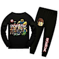Miniatyrbild 1 av 5: 7-14 år Barn Pojkar Flickor Roblox Spel Tryckt T-shirt Toppar Byxor Pyjamas Set Pjs Sovkläder Nattkläder (7-8 år Svart)