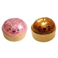 2-pack Dumpling Squishy Stressboll, Glitterboll Squishy, Sensorisk Klämleksak för Stresslindring (Rosa-Brons)