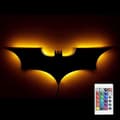 Creative 3D Bat Wall Lamp, RGB LED Decorative Night Light, Remote Control Game Room Bar Bedside Atmosphere Lamp Plug