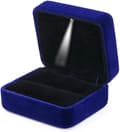 (Blue) Velvet Ring Box with LED Light Ring Box for Wedding, Proposal
