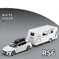 Pikkukuva 1 / 5: 1/32 Trailer RV Kuorma-auton leluautomalli Alloy Diecast Maastoauto Camper äänen ja valon leluautomalli lapsen lelujen kokoelma lahja -WELLNGS White RS6