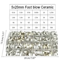 Miniatyrbillede 4 af 5: 360 stk./sæt Keramisk Sikring 5x20mm 0.1a 1a-30a Sikringssortimentssæt 250v 24 Værdier f54-WELLNGS