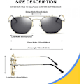 Pikkukuva 2 / 5: Käännettävät aurinkolasit miehille ja naisille, polarisoidut steampunk-käännettävät aurinkolasit kaksoislinseillä UBM-WELLNGS Gold Frame-Gray Lens