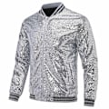 Miniatyrbild 2 av 4: Allthemen herr Sequin Casual dragkedja fest Bomberjacka-WELLNGS Silver XL