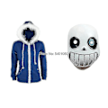 Miniatyrbillede 2 af 4: Chomel Undertale Sans Cosplay Hoodies Latex Maske Cool Skelet Cos Blå Frakke Halloween Cosplay Kostume Unisex Jakke Hovedbeklædning-WELLNGS just a coat and mask XXL