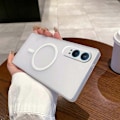 Miniatyrbild 1 av 5: Kompatibelt med OnePlus Nord CE4 Lite 5G Magnetiskt Skal Kompatibelt med MagSafe Frostat PC Telefonskal med Kameraskydd - WELLNGS Transparent White