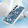 Pikkukuva 5 / 5: YB Quicksand Series-1 Yhteensopiva Samsung Galaxy S24+ -kotelon kanssa, nestemäiset kelluvat paljetit TPU-suojus - WELLNGS Blue Hearts