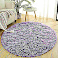 Miniatyrbilde 1 av 5: Noahas teppe stue Rund tykk teppe Fluffy stor teppe gulvmyk teppe soverom lang plysj-WELLNGS Purple 120X120CM 4X4inch
