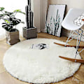 Miniatyrbild 1 av 5: Mjuk rund matta fluffiga vita mattor för vardagsrum mjuk heminredning sovrum-WELLNGS White Diameter 140cm