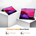 Miniatyrbilde 5 av 5: Beskyttelsesdeksel for Lenovo Yoga Tab Plus, fallsikkert nettbrettdeksel i lær med stativ - Svart-WELLNGS Black
