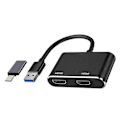 Miniatyrbillede 1 af 5: USB USB-C til Dual HDMI Adapter Ekstern Video Support Windows Kun - Sort - WELLNGS