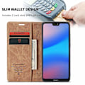 Miniatyrbilde 4 av 5: for Huawei P20 Lite Caseme 013 Series Simple Card Version Comfortable Leather Case Brown-WELLNGS Brown